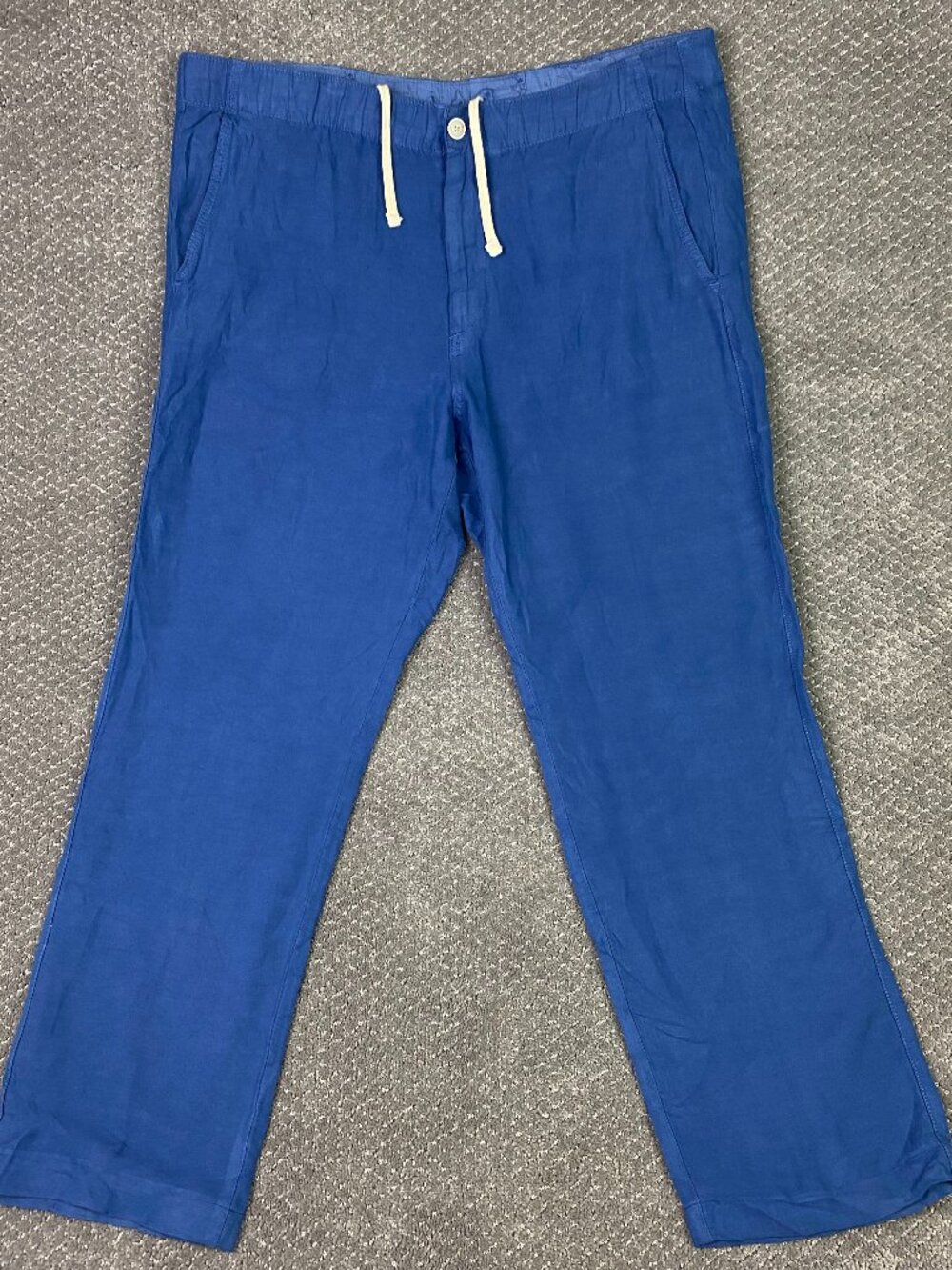 Tommy Bahama Linen Blend Pants Mens Large 40x29 Blue Tropical Dreams Drawstrings